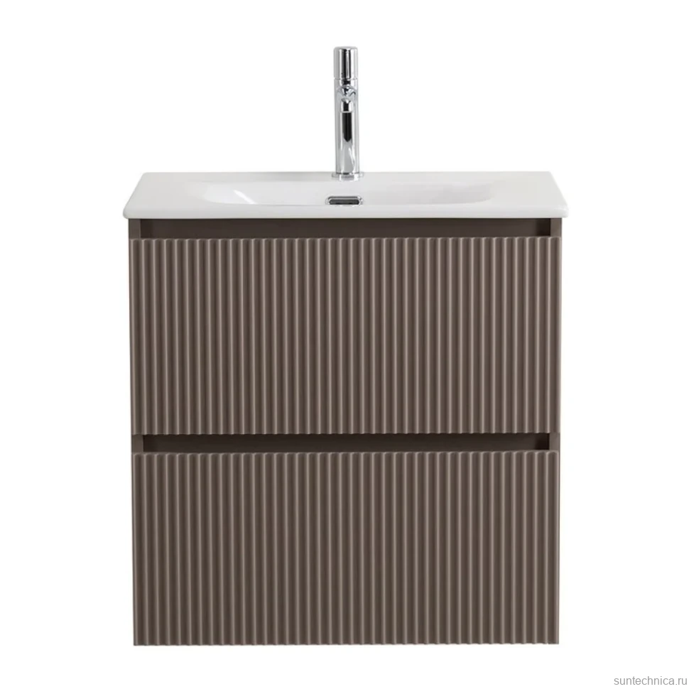 Тумба с раковиной BelBagno Uno-mini 60 подвесная, 2 ящика, матовая бежевая