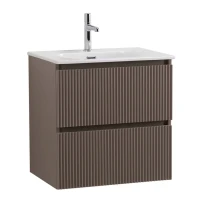 Тумба с раковиной BelBagno Uno-mini 60 подвесная, 2 ящика, матовая бежевая
