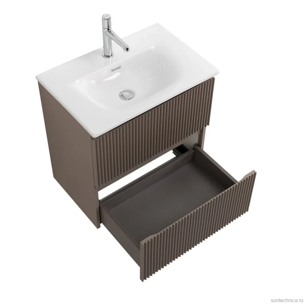 Тумба с раковиной BelBagno Uno-mini 60 подвесная, 2 ящика, матовая бежевая