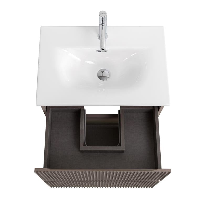 Тумба с раковиной BelBagno Uno-mini 60 подвесная, 2 ящика, матовая бежевая