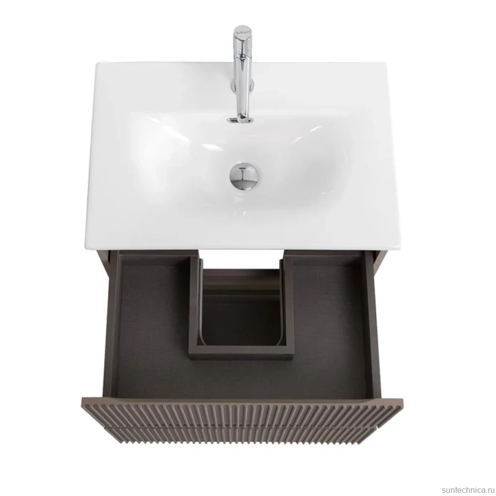 Тумба с раковиной BelBagno Uno-mini 60 подвесная, 2 ящика, матовая бежевая