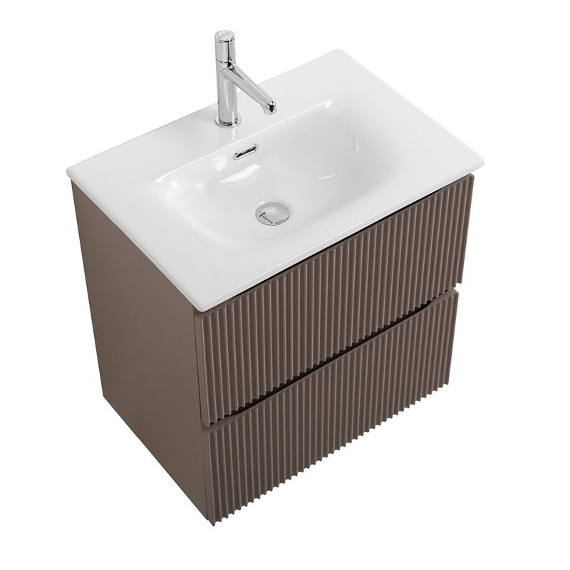 Тумба с раковиной BelBagno Uno-mini 60 подвесная, 2 ящика, матовая бежевая