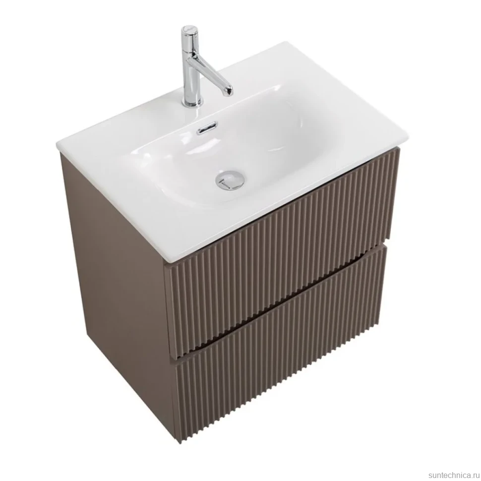 Тумба с раковиной BelBagno Uno-mini 60 подвесная, 2 ящика, матовая бежевая
