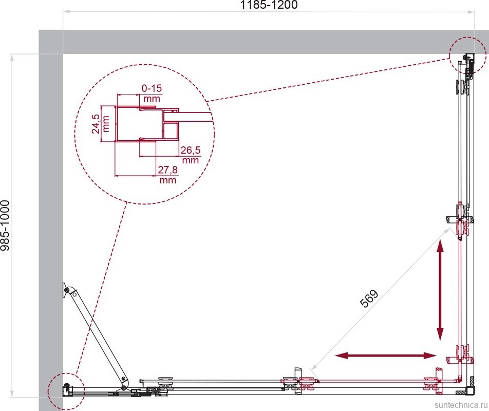 Душевой уголок BelBagno Luce AH-21-120/100-C-Cr профиль хром, стекло прозрачное