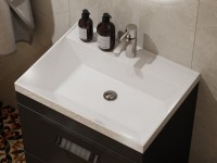 Тумба с раковиной Velvex Orlando 60 напольная, 2 ящика, графит