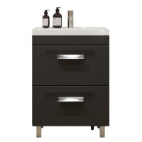 Тумба с раковиной Velvex Orlando 60 напольная, 2 ящика, графит