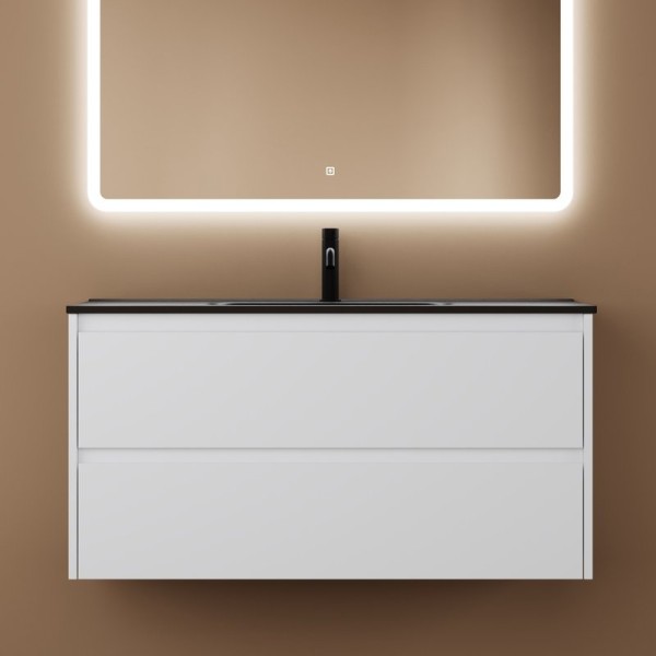 Тумба с раковиной Sancos Libra 100 см белый глянец, черная раковина