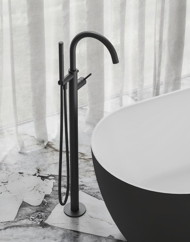 Напольный смеситель для ванны с душем Ravak Espirit ES 080.20BLM матовый черный