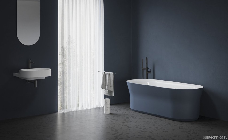 Напольный смеситель для ванны с душем Ravak Espirit ES 080.20BLM матовый черный