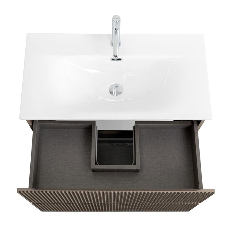 Тумба с раковиной BelBagno Uno-mini 90 подвесная, 2 ящика, матовая бежевая