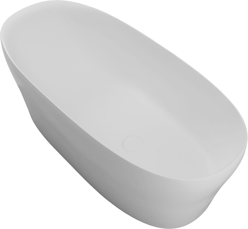 Ванна из искусственного камня Allen Brau Krion Neo XL 180x80 см, отдельностоящая, матовая белая, овальная, со сливом-переливом, фурнитура белая