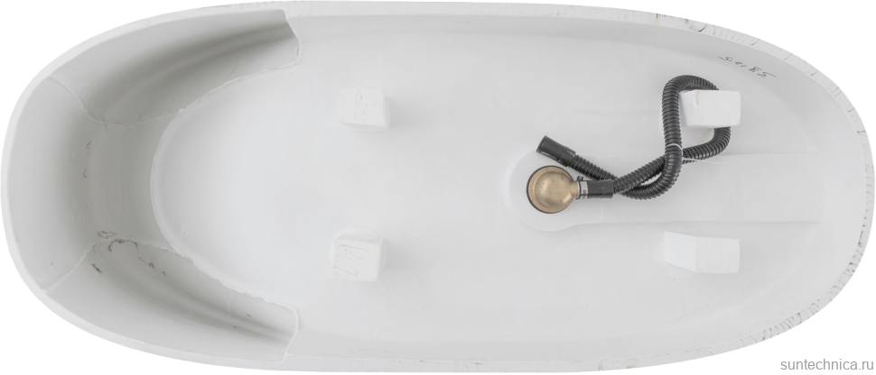 Ванна из искусственного камня Allen Brau Krion Neo XL 180x80 см, отдельностоящая, матовая белая, овальная, со сливом-переливом, фурнитура белая