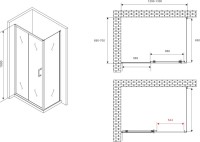 Душевой уголок Abber Schwarzer Diamant AG30130B5-S70B5 130х70, профиль черный, стекло прозрачное