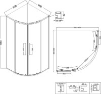 Душевой уголок Niagara Nova NG-2826-34BLACK 90x90, профиль черный матовый, стекло тонированное