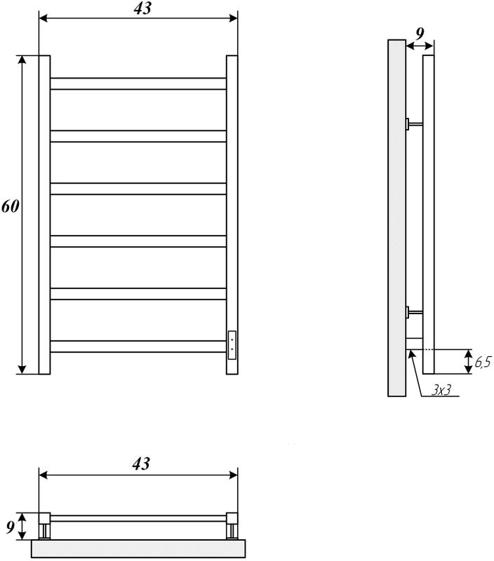 Полотенцесушитель электрический Двин J plaza neo 60/40 полированный хром