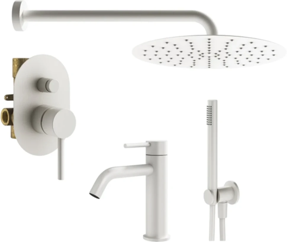 Комплект для ванной Plumberia Selection Ixo KITXO15BO53 С ВНУТРЕННЕЙ ЧАСТЬЮ, белый матовый