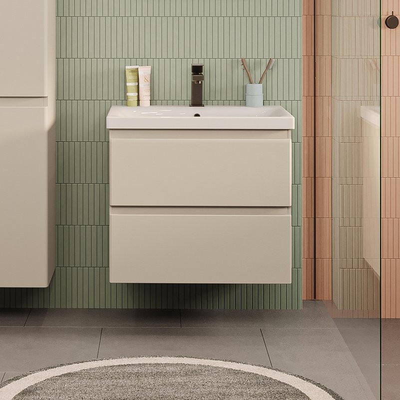 Тумба с раковиной SanStar Riana 60 подвесная, cappuccino, раковина Moduo 60