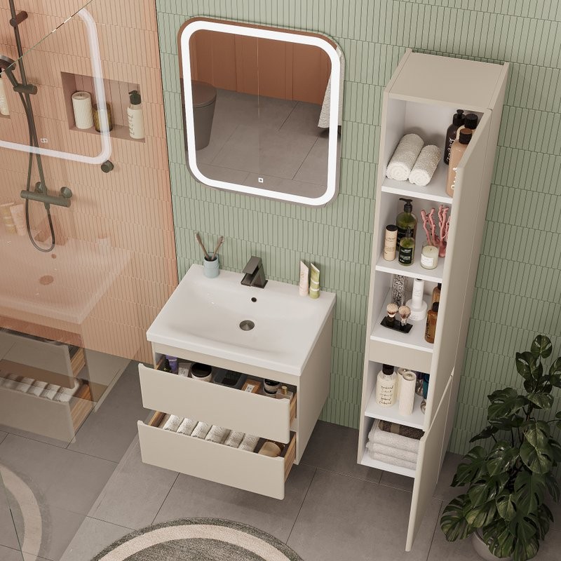 Тумба с раковиной SanStar Riana 60 подвесная, cappuccino, раковина Moduo 60