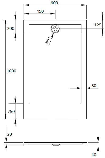 Поддон для душа Radaway Teos F 160x90 white, с сифоном