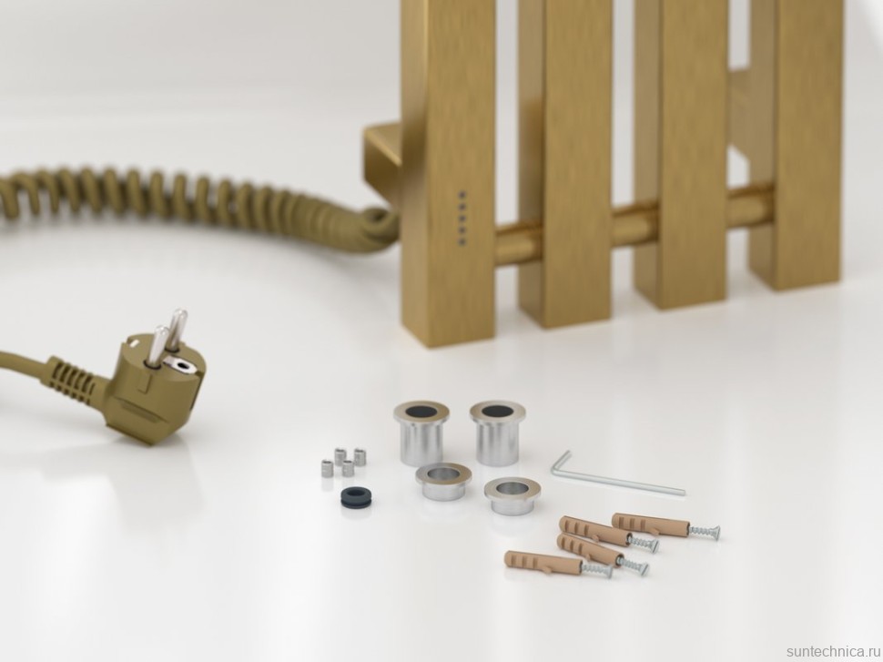 Полотенцесушитель электрический Сунержа Сатерленд 4.0 051-0854-1215 120x20 см, подключение слева, скрытое подключение слева, состаренная латунь, I-образный