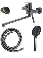 Смеситель с длинным изливом для ванны AZARIO Alanti AZ-K1732GR серый графит