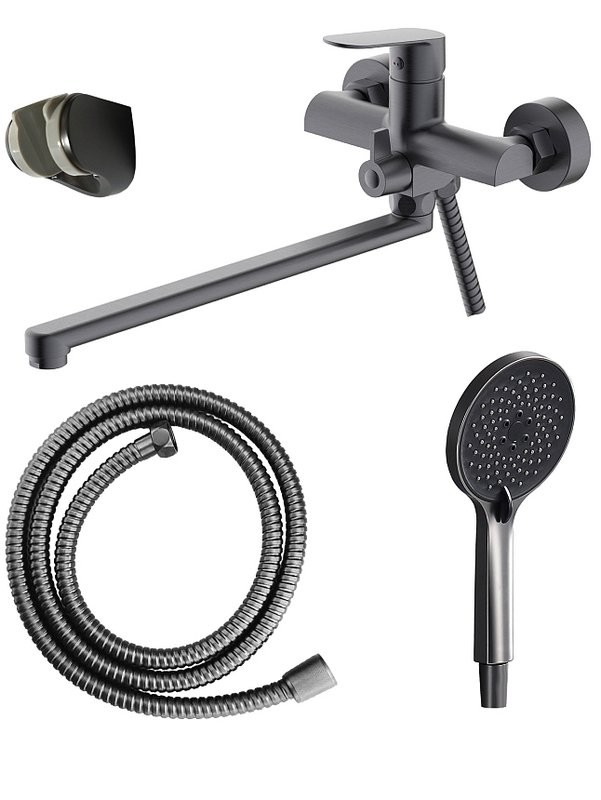 Смеситель с длинным изливом для ванны AZARIO Alanti AZ-K1732GR серый графит