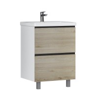 Тумба под раковину без столешницы Vigo Cross 60 напольная, 2 ящика, светлое дерево