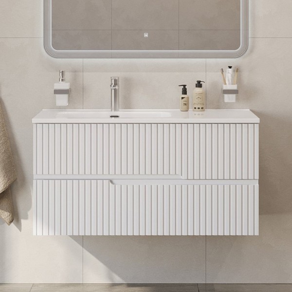 Тумба с раковиной Cezares Duet 100 L bianco lucido, раковина Cezares CZR-8095-100-L