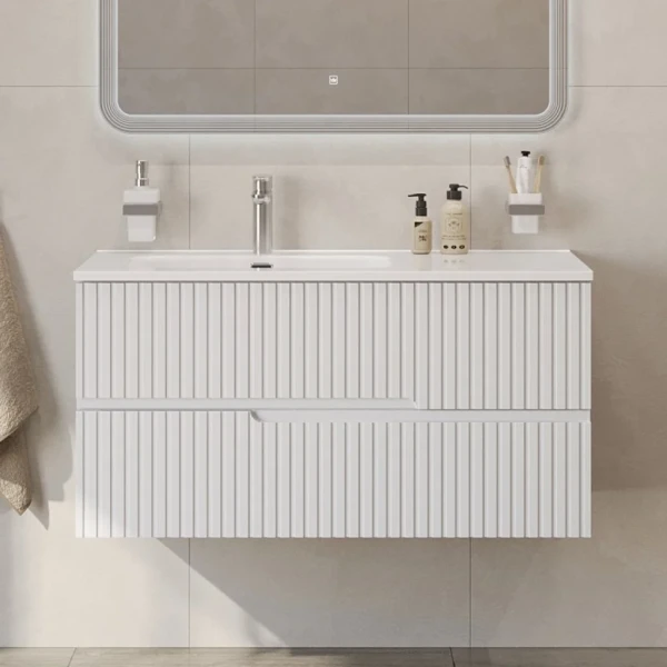 Тумба с раковиной Cezares Duet 100 L bianco lucido, раковина Cezares CZR-8095-100-L