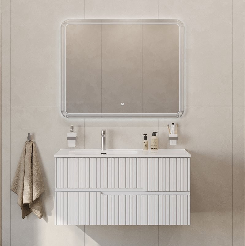 Тумба с раковиной Cezares Duet 100 L bianco lucido, раковина Cezares CZR-8095-100-L