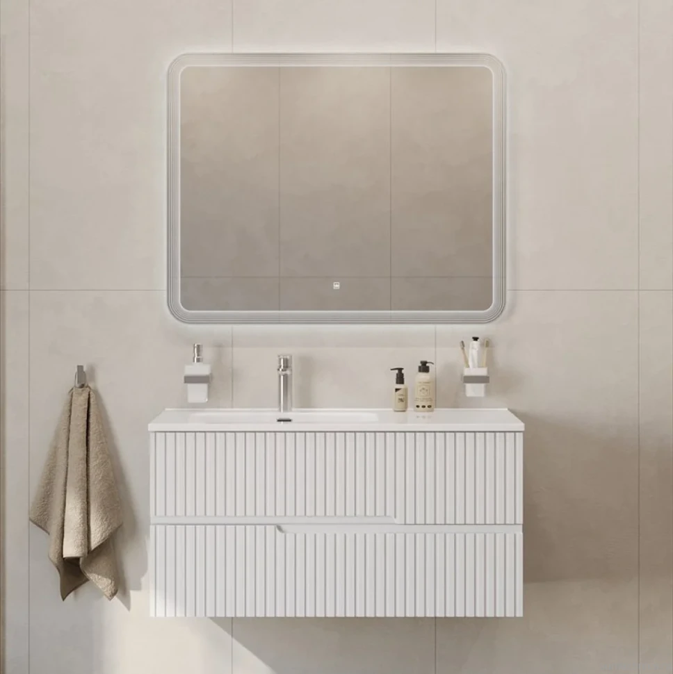 Тумба с раковиной Cezares Duet 100 L bianco lucido, раковина Cezares CZR-8095-100-L