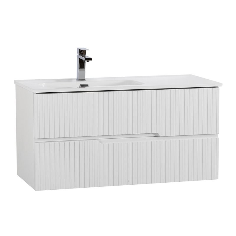 Тумба с раковиной Cezares Duet 100 L bianco lucido, раковина Cezares CZR-8095-100-L
