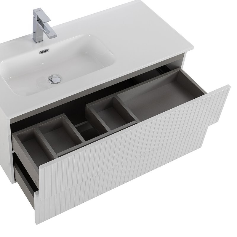 Тумба с раковиной Cezares Duet 100 L bianco lucido, раковина Cezares CZR-8095-100-L