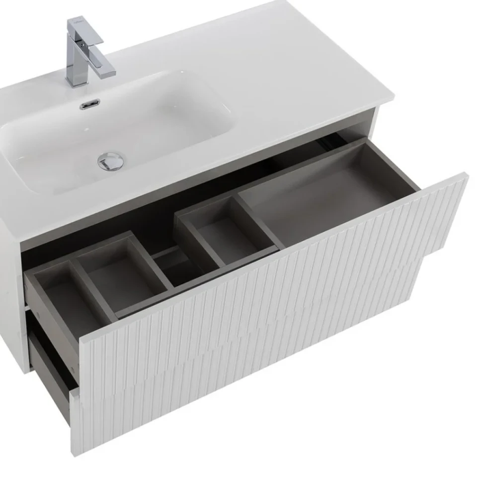 Тумба с раковиной Cezares Duet 100 L bianco lucido, раковина Cezares CZR-8095-100-L