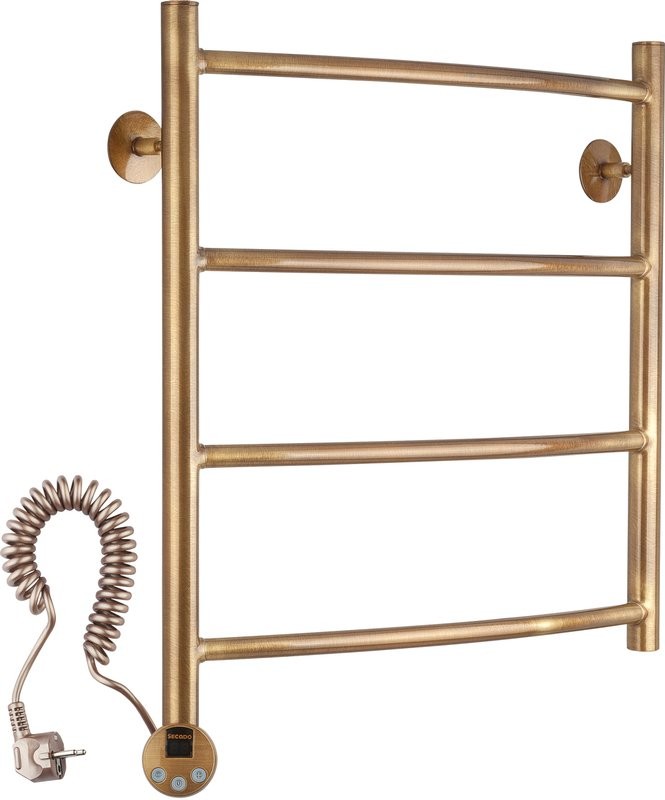 Полотенцесушитель электрический Secado Милан 1 55x55 см, подключение слева, бронза, лесенка, латунь