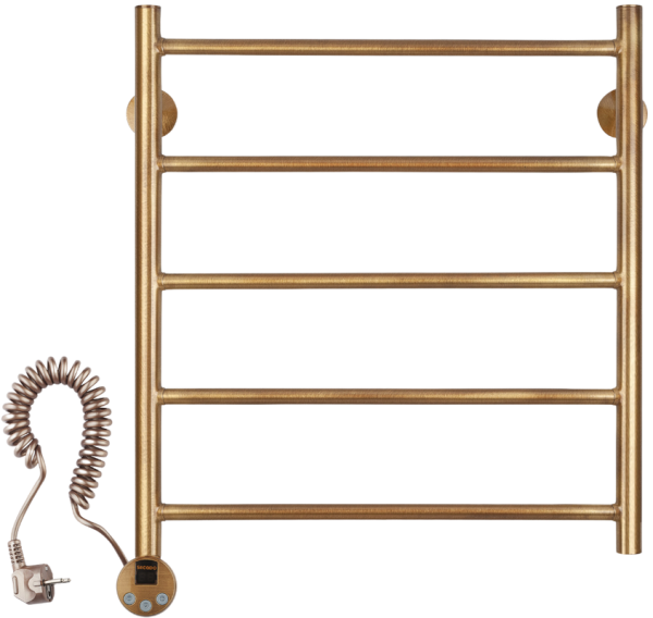 Полотенцесушитель электрический Secado Триада 1 плюс 65x55 см, подключение слева, бронза, лесенка, латунь