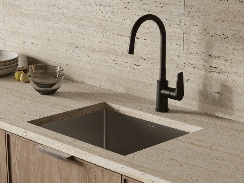 Смеситель для кухни Cersanit Moduo 68230 с гибким изливом, матовый черный