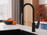 Смеситель для кухни Cersanit Moduo 68230 с гибким изливом, матовый черный