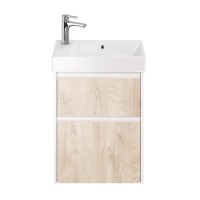Тумба с раковиной Dreja Slim 55 подвесная, белый глянец, дуб кантри