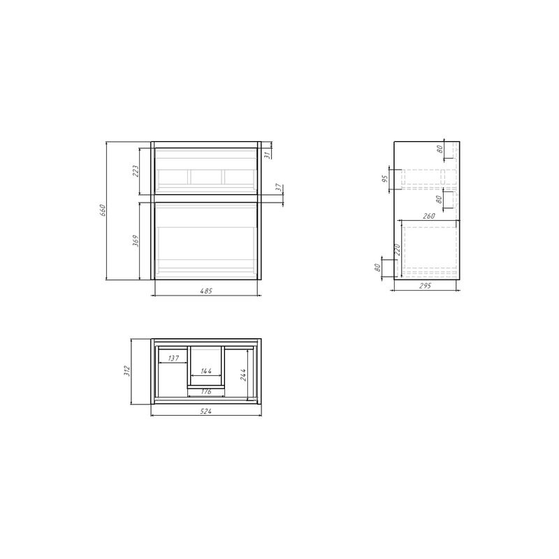 Тумба с раковиной Dreja Slim 55 подвесная, белый глянец, дуб кантри