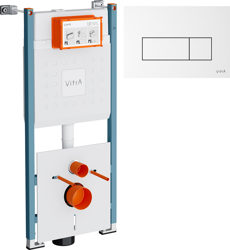 Система инсталляции для унитазов VitrA V-Fix Core 732-5800-01PV с кнопкой Root Square 740-2300 белой глянцевой