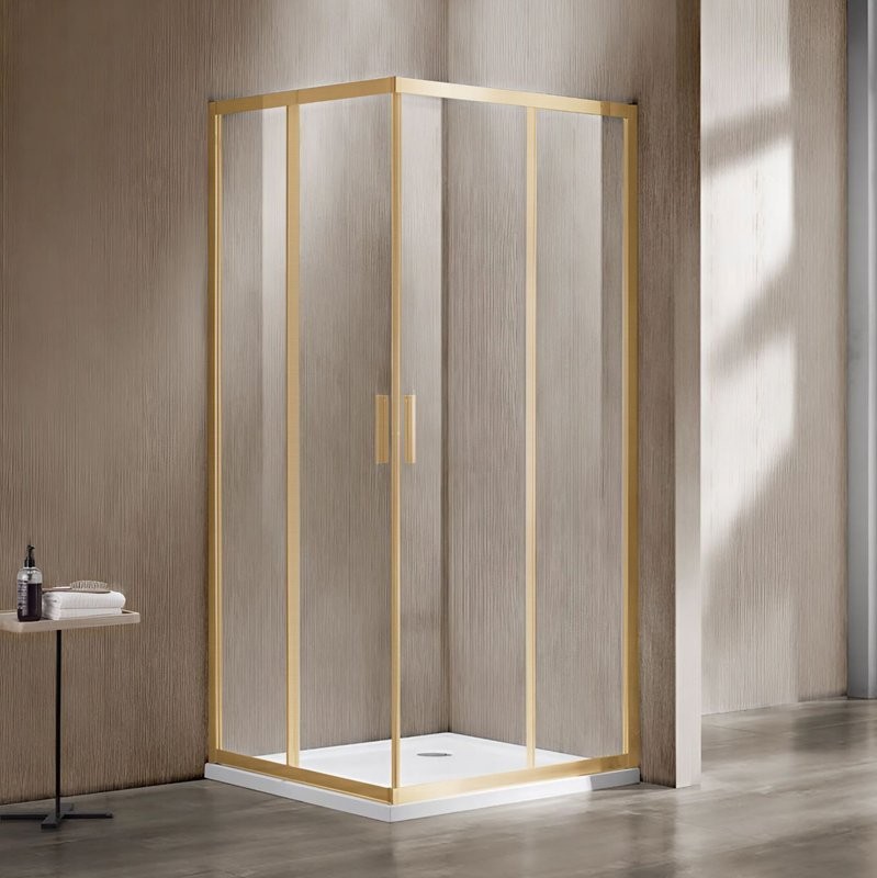 Душевой уголок Vincea Garda VSR-1G9014CLG 140х90, профиль брашированное золото, стекло прозрачное