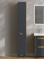 Шкаф-пенал для ванной Onika Айленд 30 напольный, графит, дуб крафт золотой