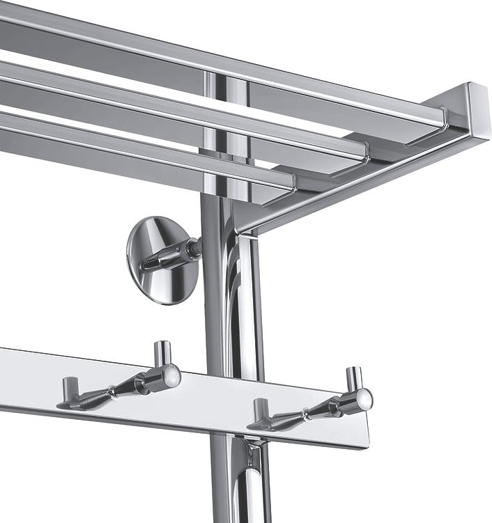 Полотенцесушитель электрический Secado Понтида 1 КСП, L 100x60 см, подключение слева, глянцевый хром, лесенка, с полкой