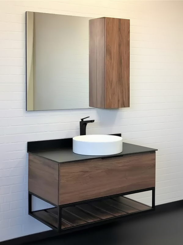 Мебель для ванной комнаты Comforty Порто 90 подвесная, темнно-коричневый дуб, с раковиной Comforty 9110