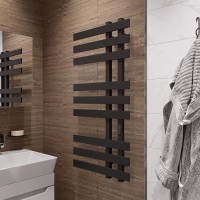 Полотенцесушитель электрический EWRIKA Медея LX 100x50 см, подключение справа, слева, матовый черный, лесенка, из стали