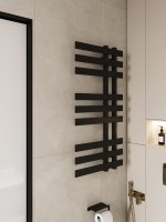 Полотенцесушитель электрический EWRIKA Медея LX 100x50 см, подключение справа, слева, матовый черный, лесенка, из стали
