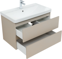 Тумба с раковиной Aquanet Вега 2.0 80 подвесная, бежевый матовый