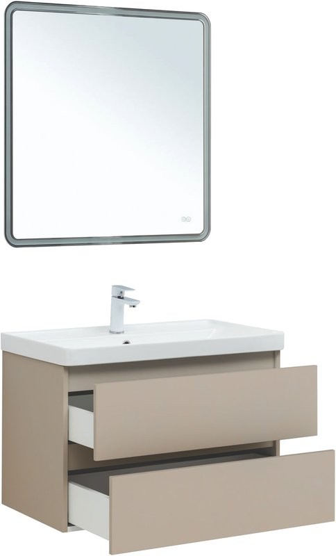 Тумба с раковиной Aquanet Вега 2.0 80 подвесная, бежевый матовый