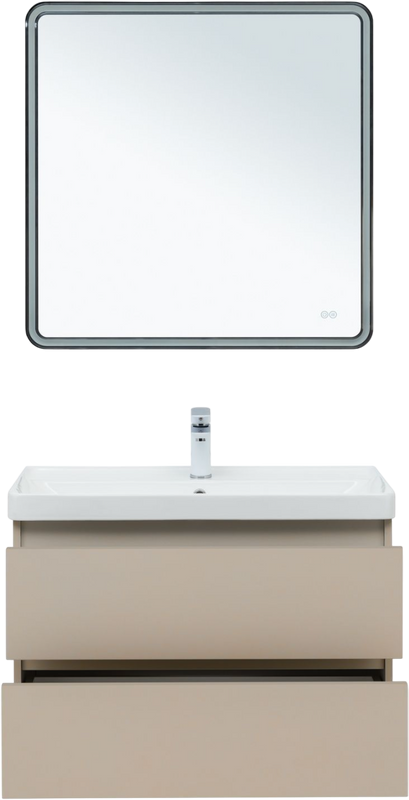 Тумба с раковиной Aquanet Вега 2.0 80 подвесная, бежевый матовый